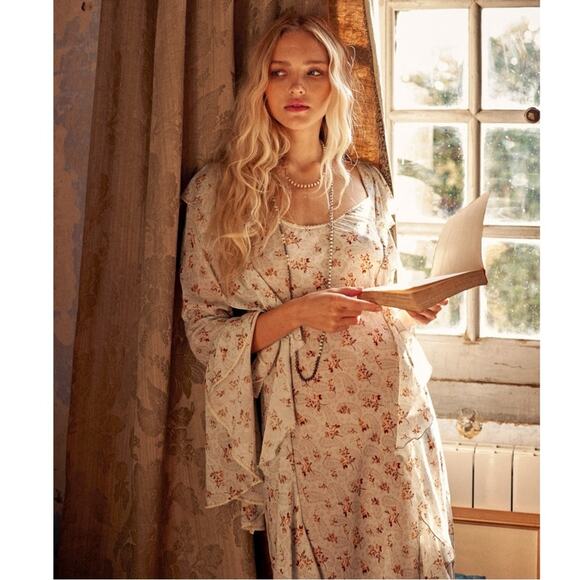 Spell & The Gypsy Ethereal Bohemian Witchy Fleur Frill Bias Maxi Dress Medium - Picture 9 of 16